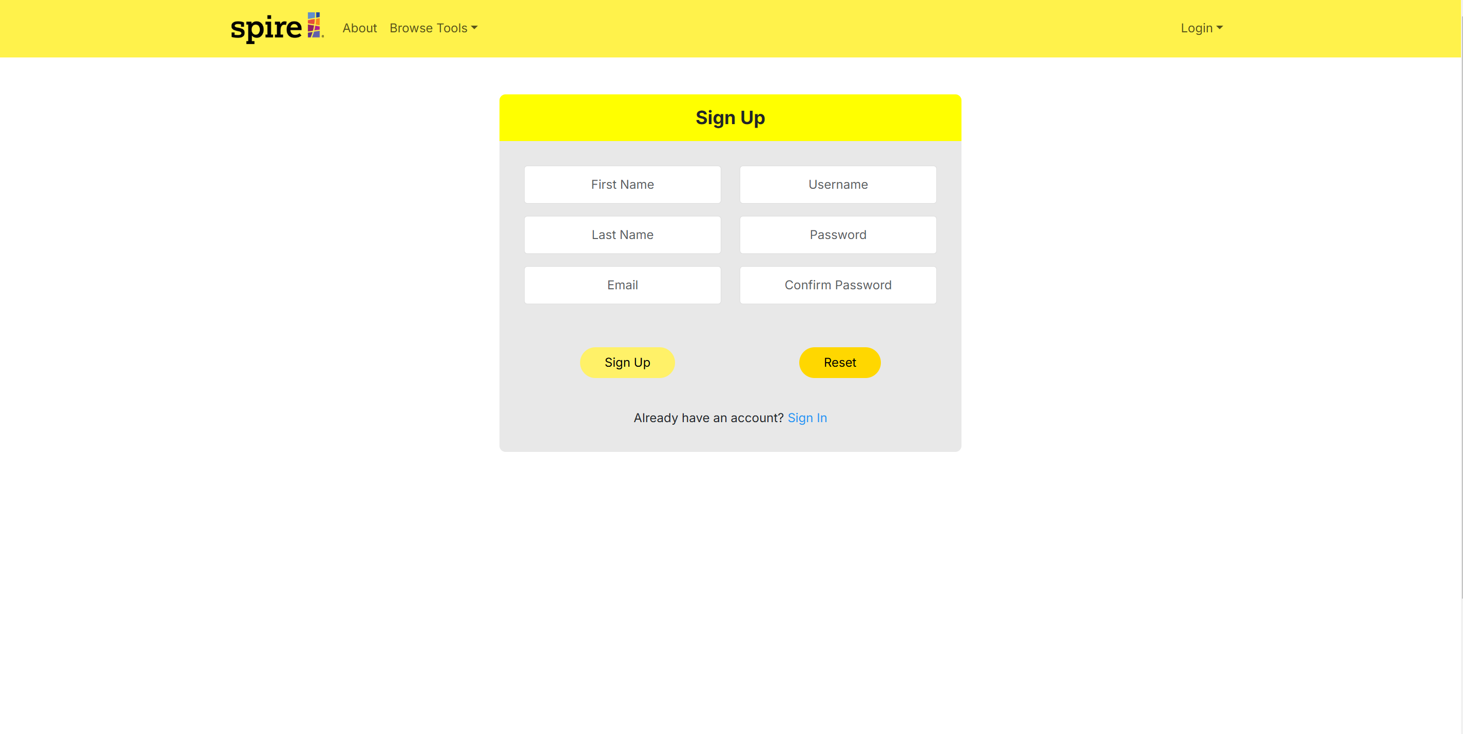 Sign Up Page
