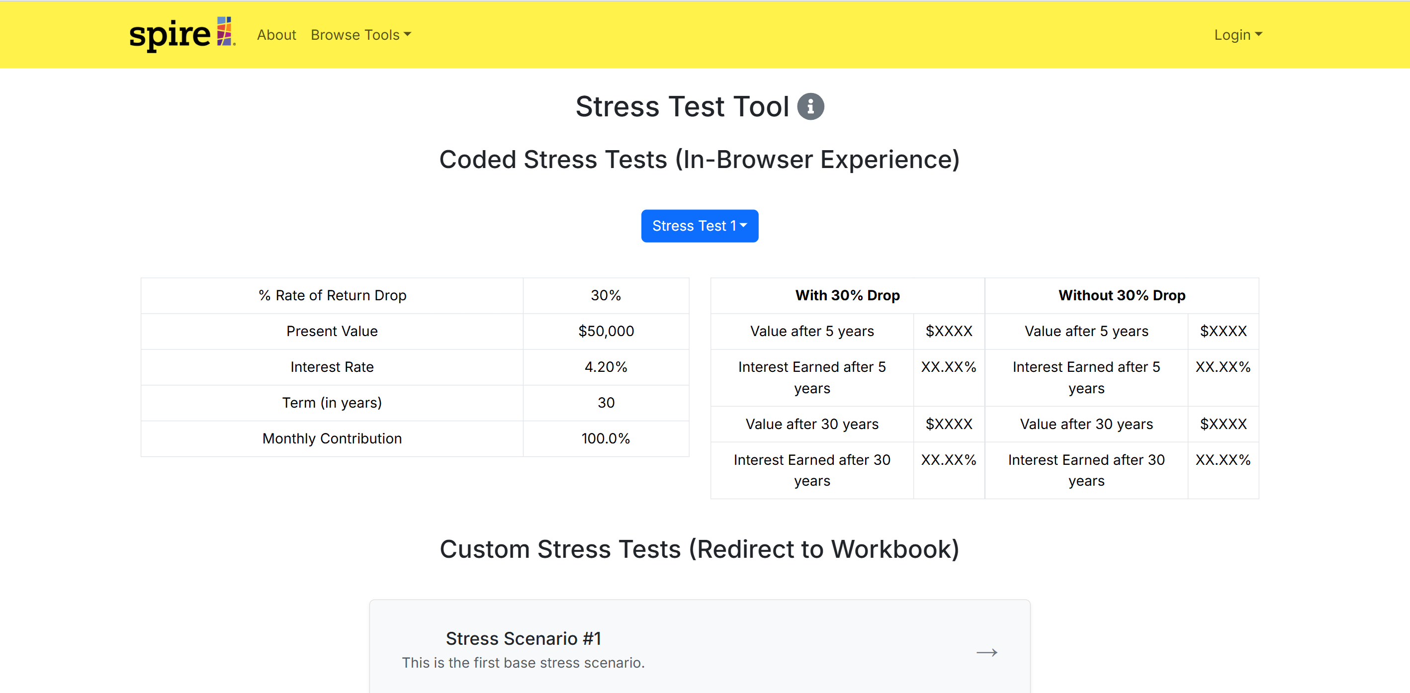 Stress Test Tool Page