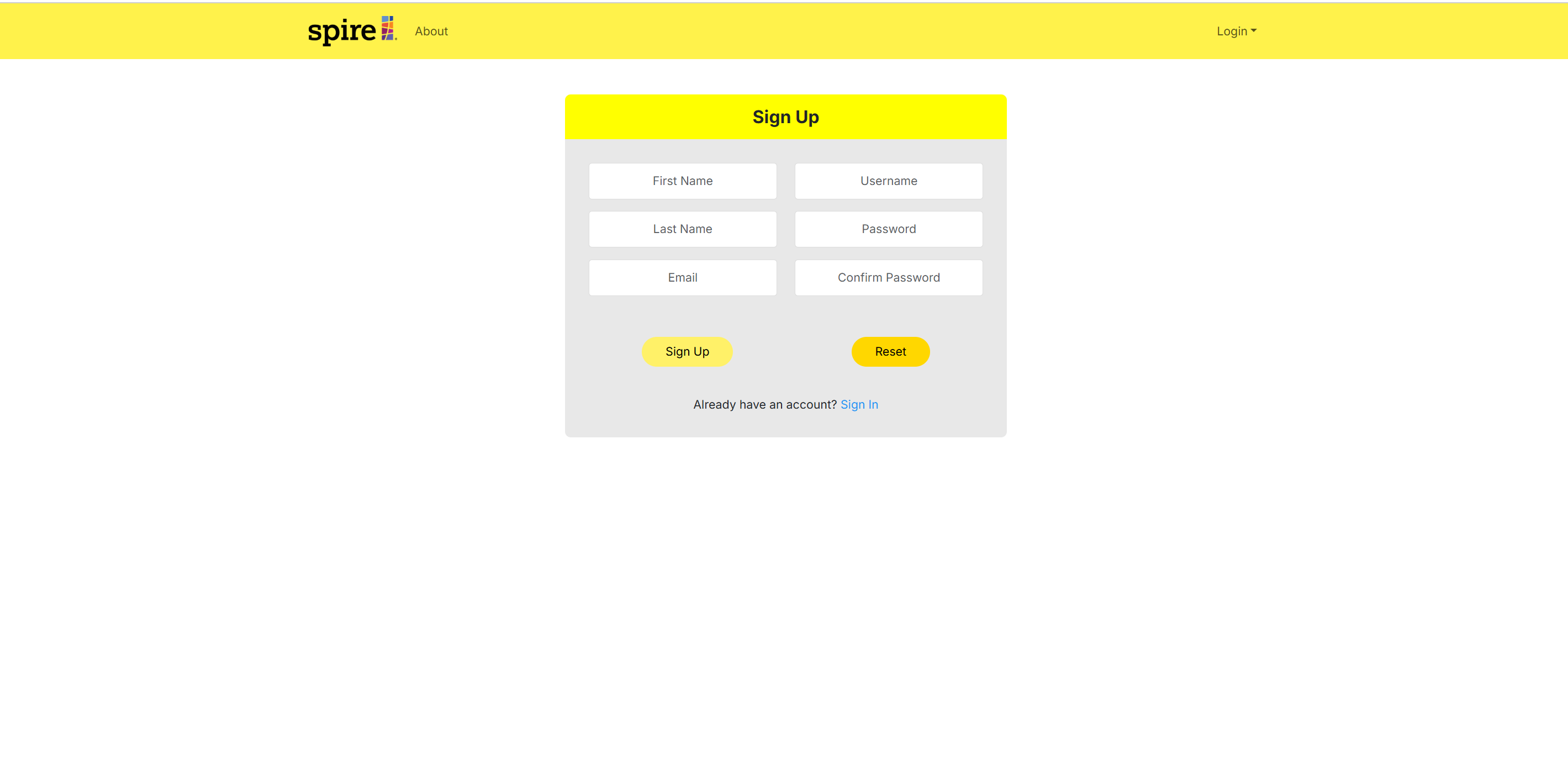 Sign Up Page