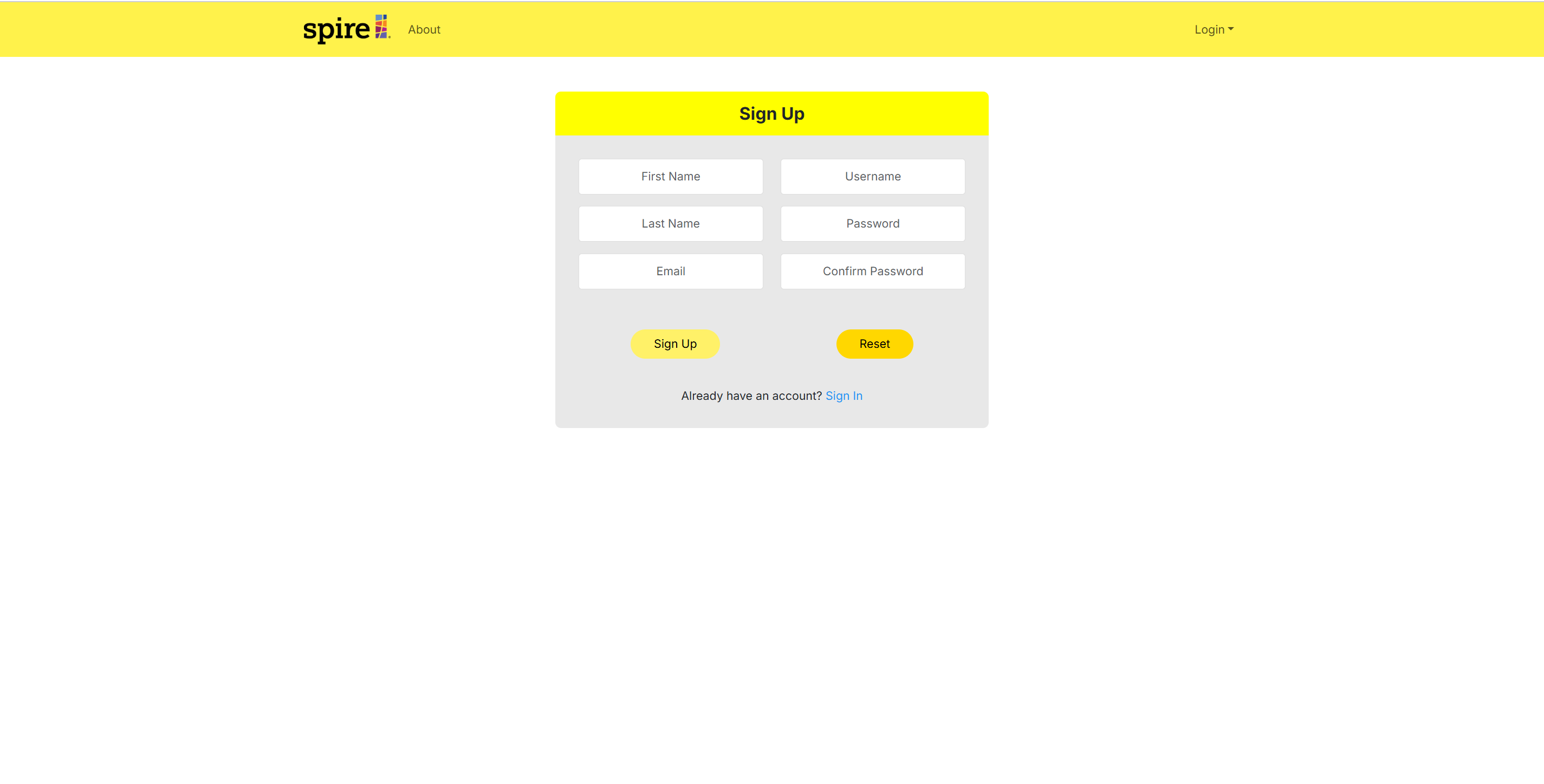Sign Up Page