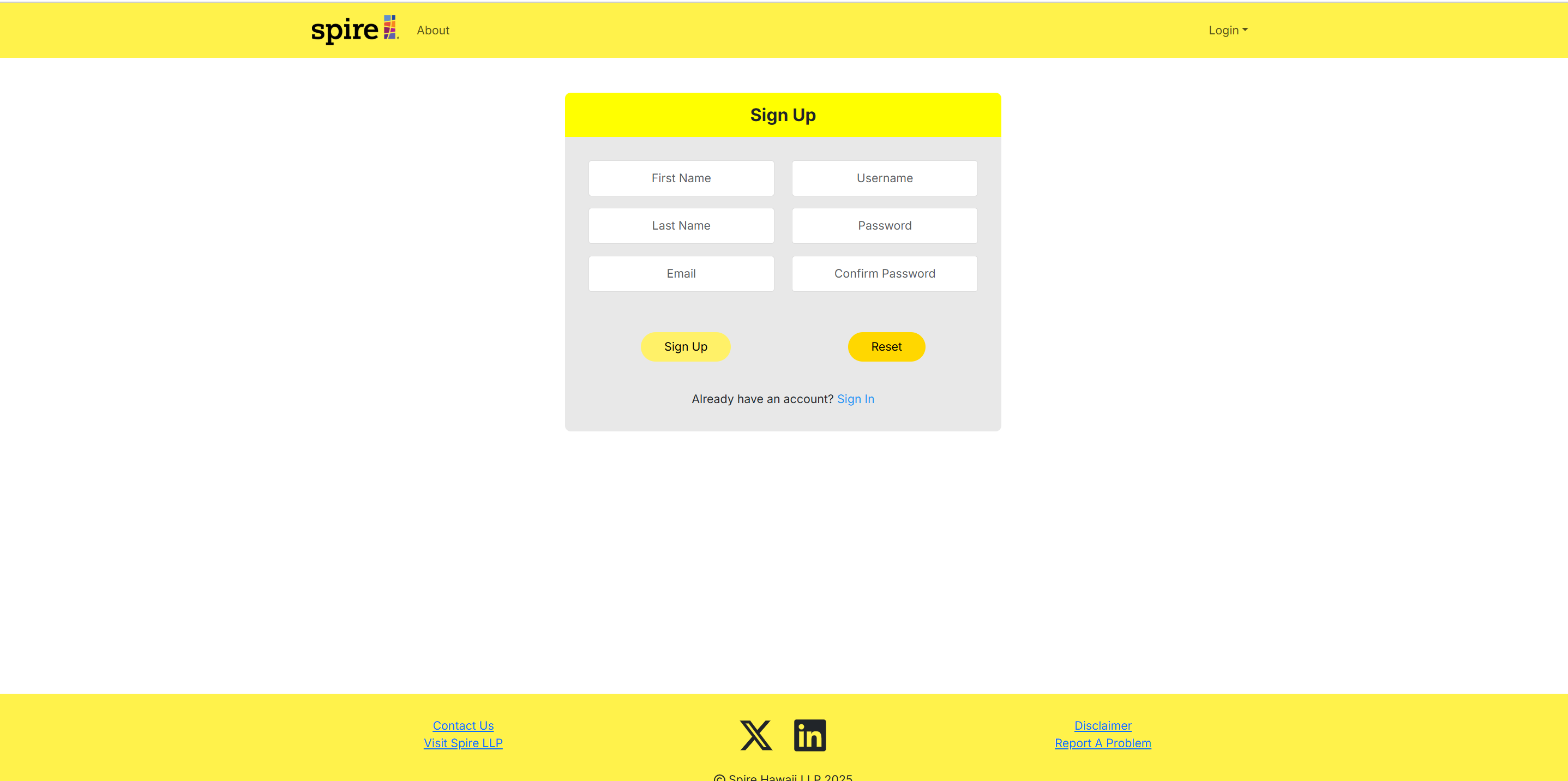 Sign Up Page