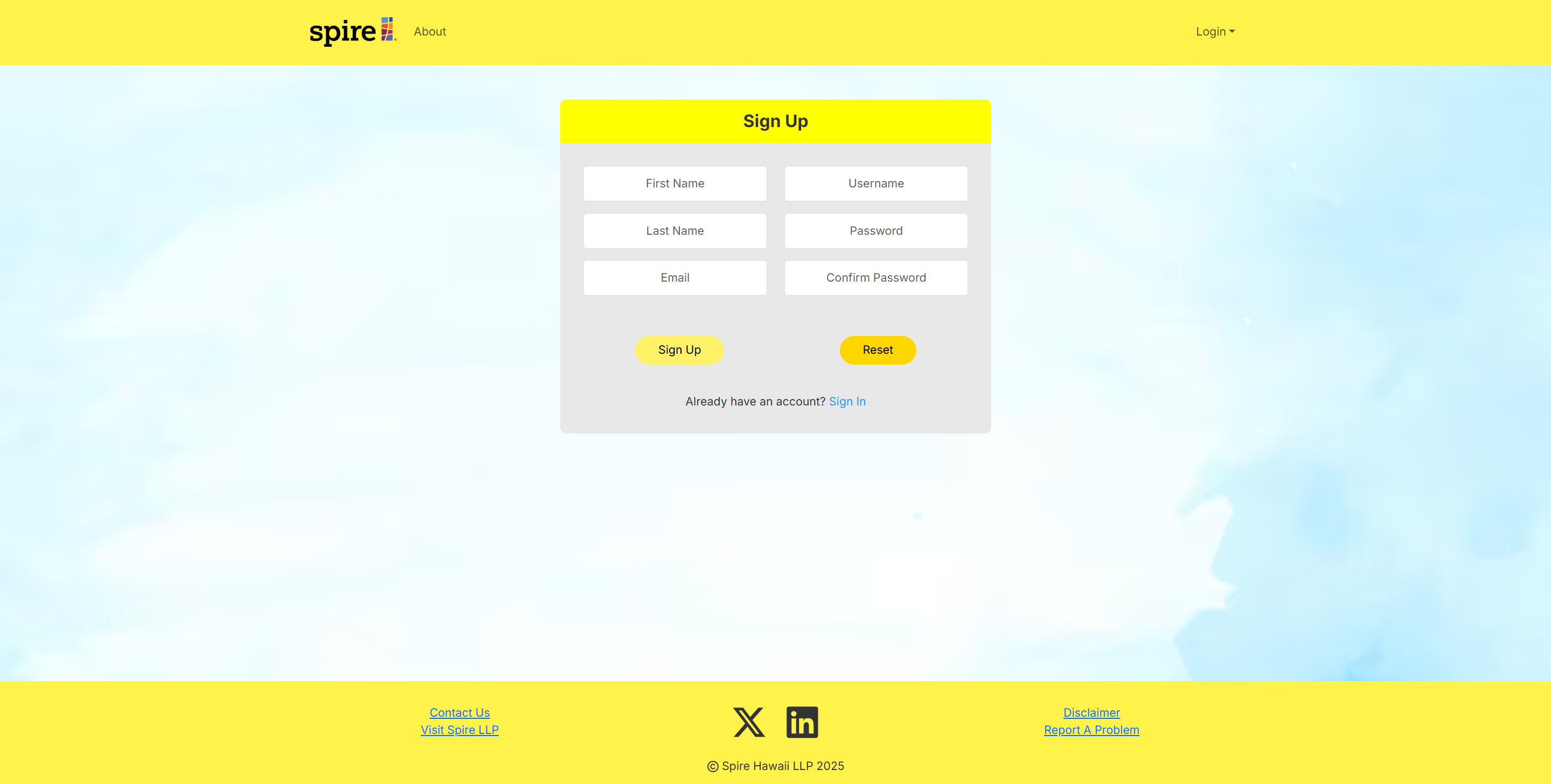 Sign Up Page