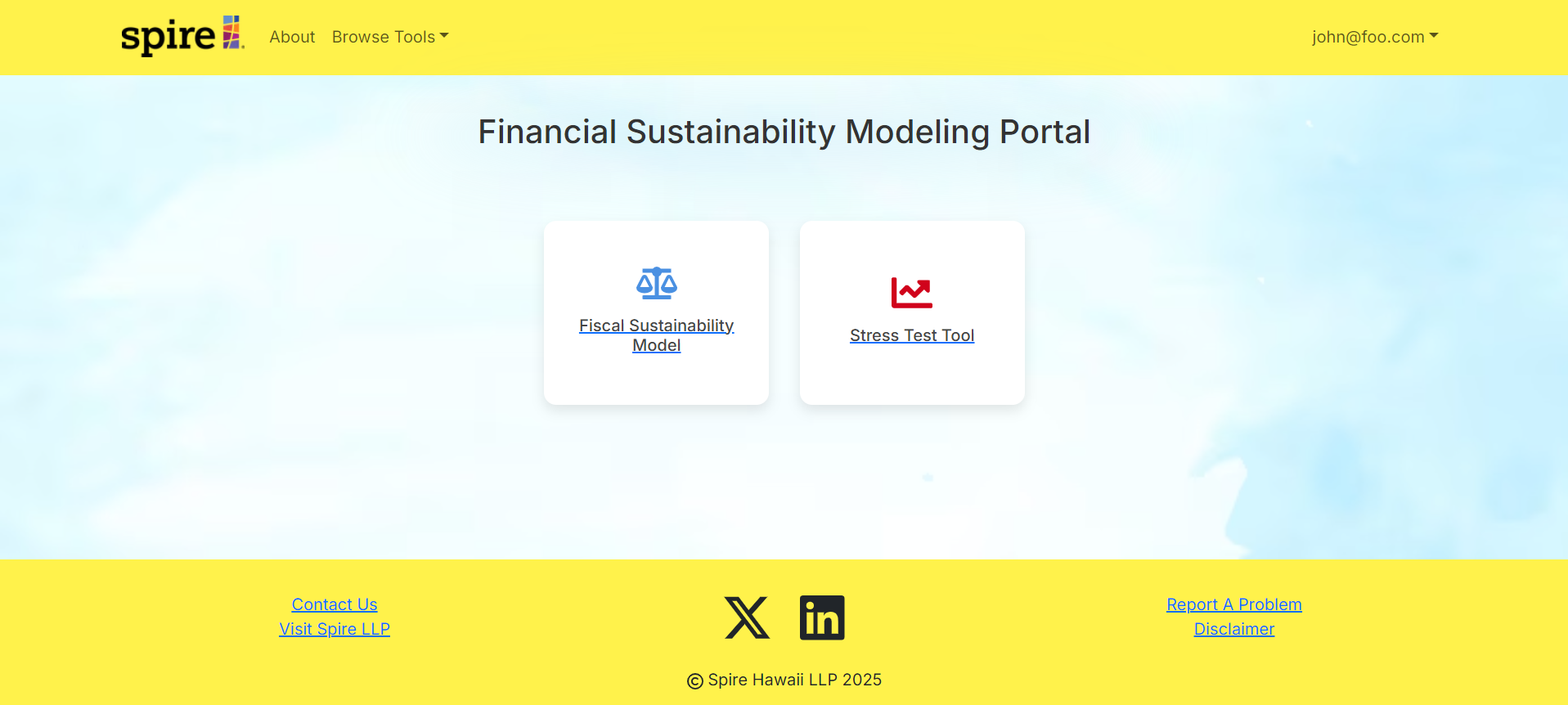 Landing Page user login