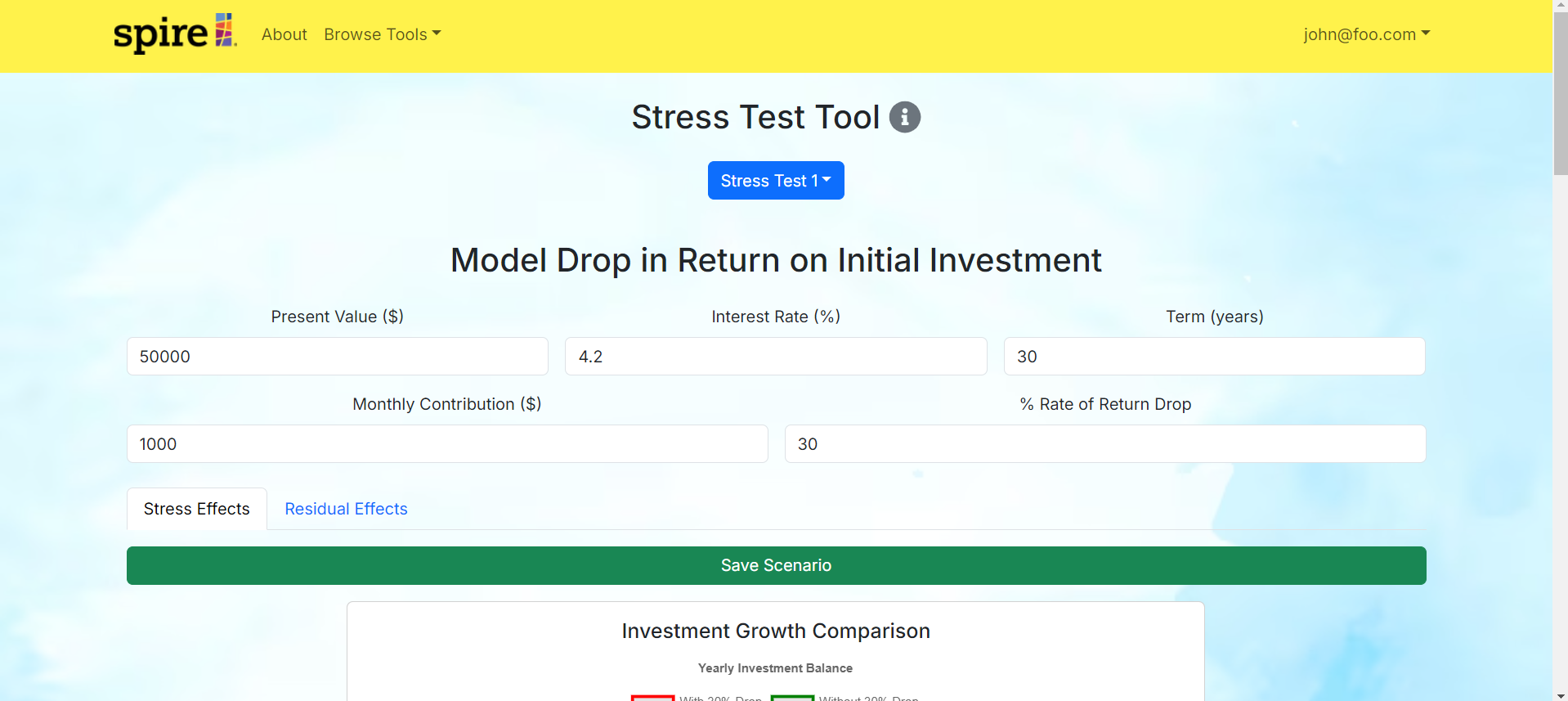 Financial Sustainability Modal page